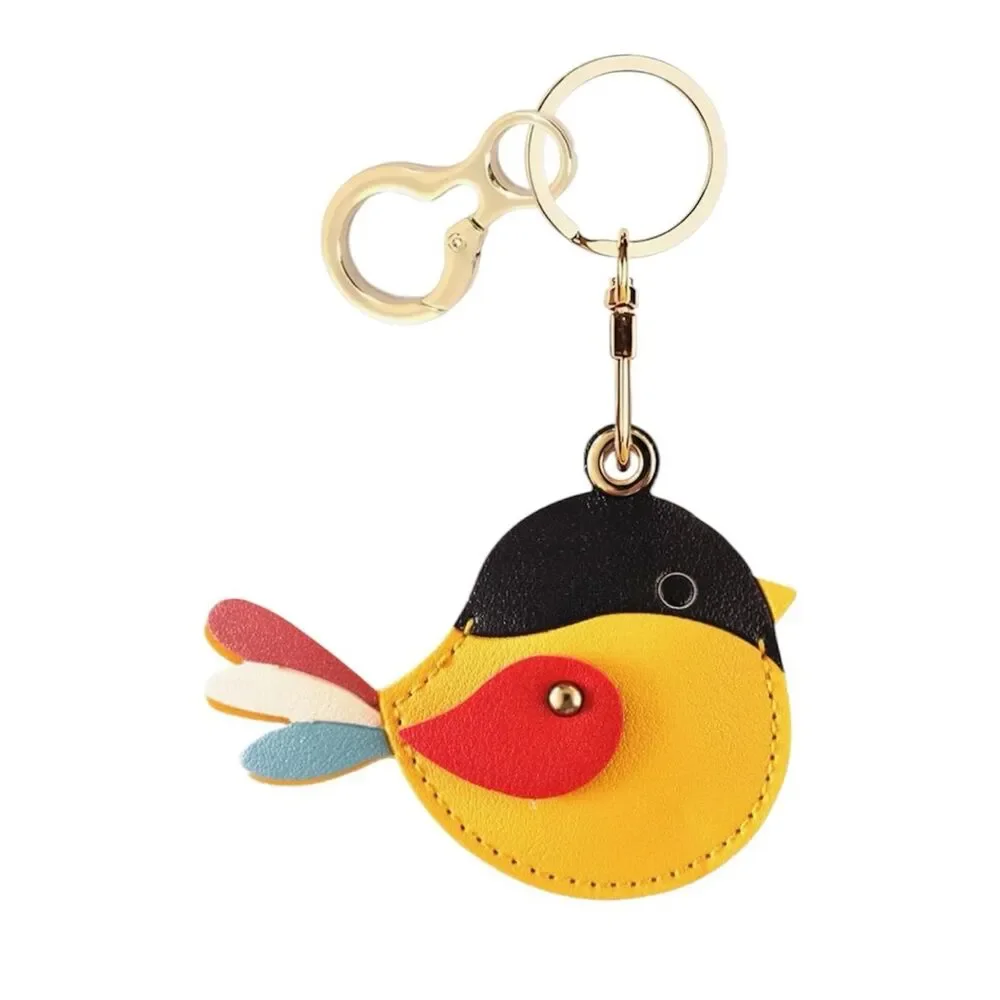NEW Yellow Bird Keychain Card Holder with Colorful Accents